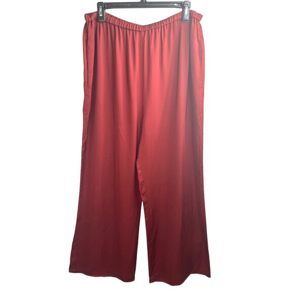 Diane Von Furstenberg Womens Red Elastic Waist Wide-Leg Pants Size Large - Picture 2 of 12